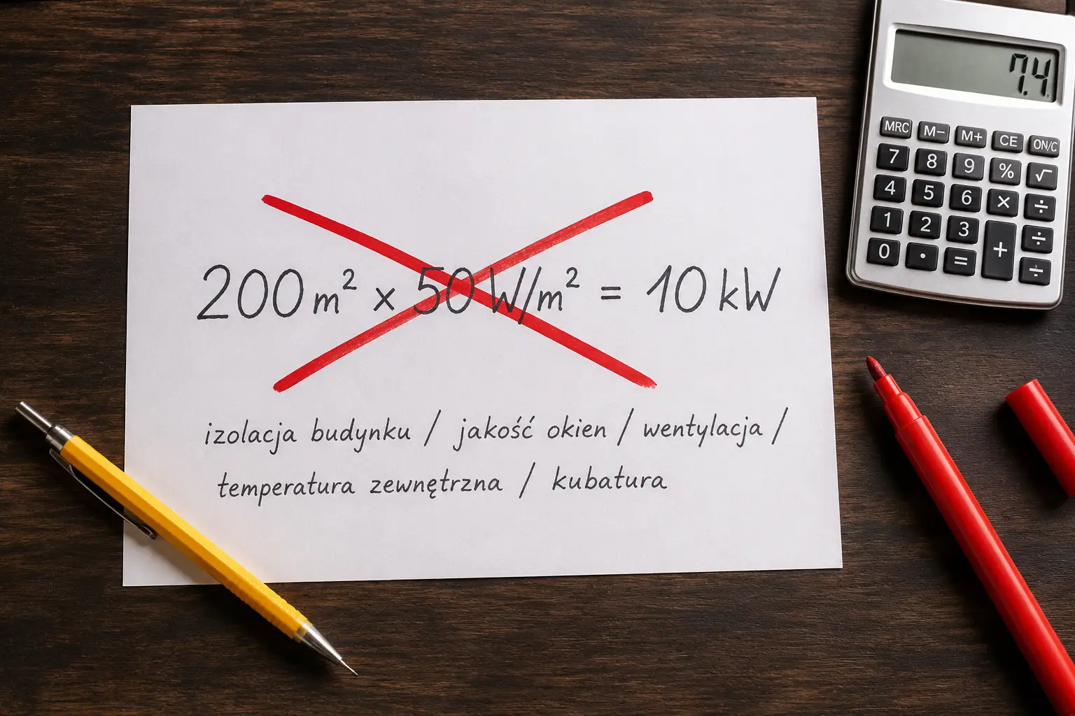 Jak dobrać moc pompy ciepła — dlaczego metraż razy 50W to błąd
